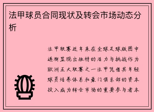 法甲球员合同现状及转会市场动态分析